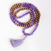 Mala of intuition Amethyst and pine, volume elastic