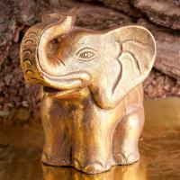 Statue Elefant 25 cm Terracotta, gold antik