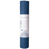 Yoga mat TPE - dark blue/light blue 6 mm two-layer with flower of life