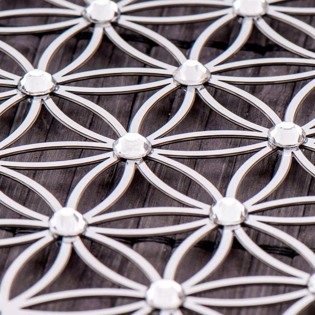 Blume des Lebens 18 cm Wandschmuck aus Edelstahl mit Kristallen