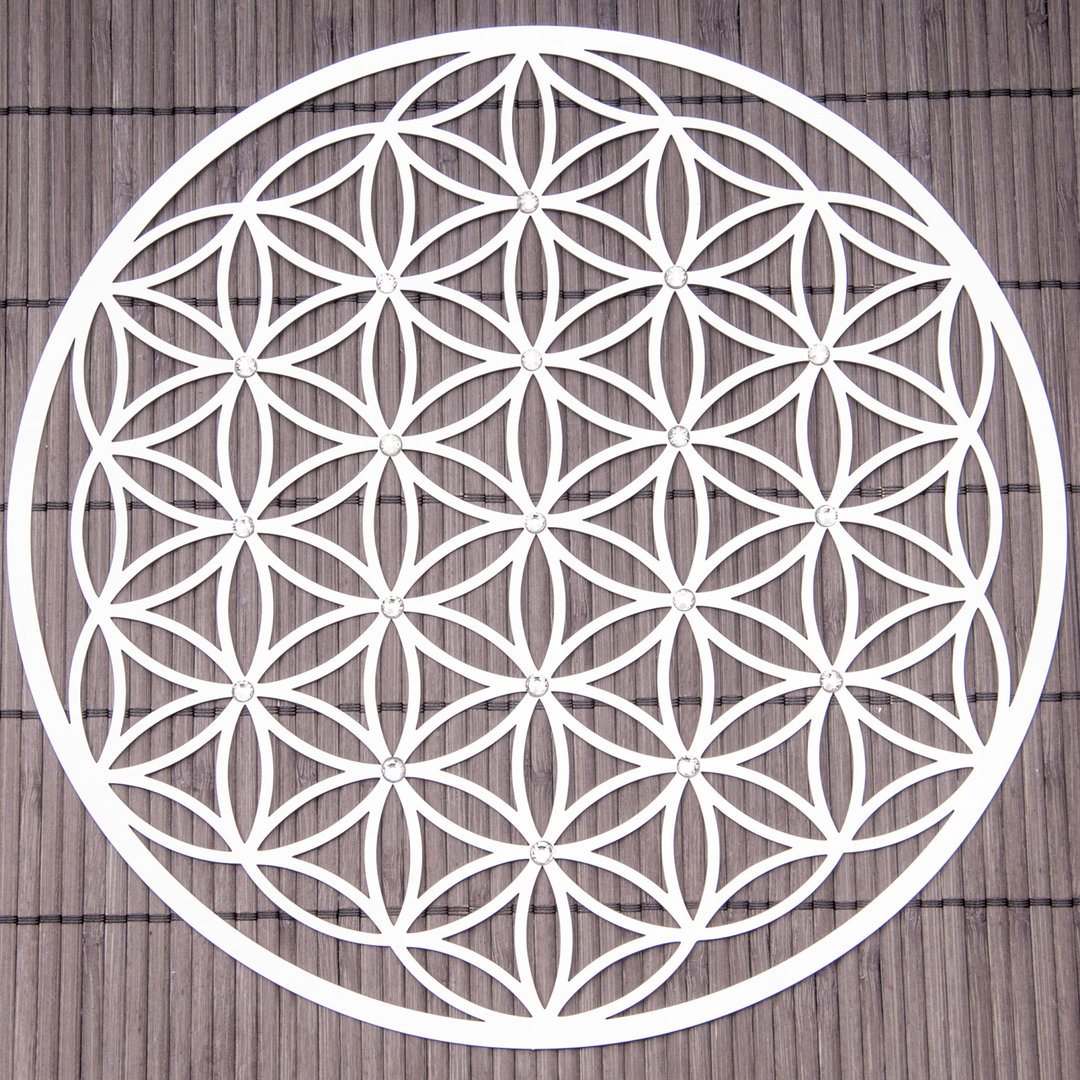Flower Of Life 24 5 Cm Stainless Steel Wall Decoration With Crystals