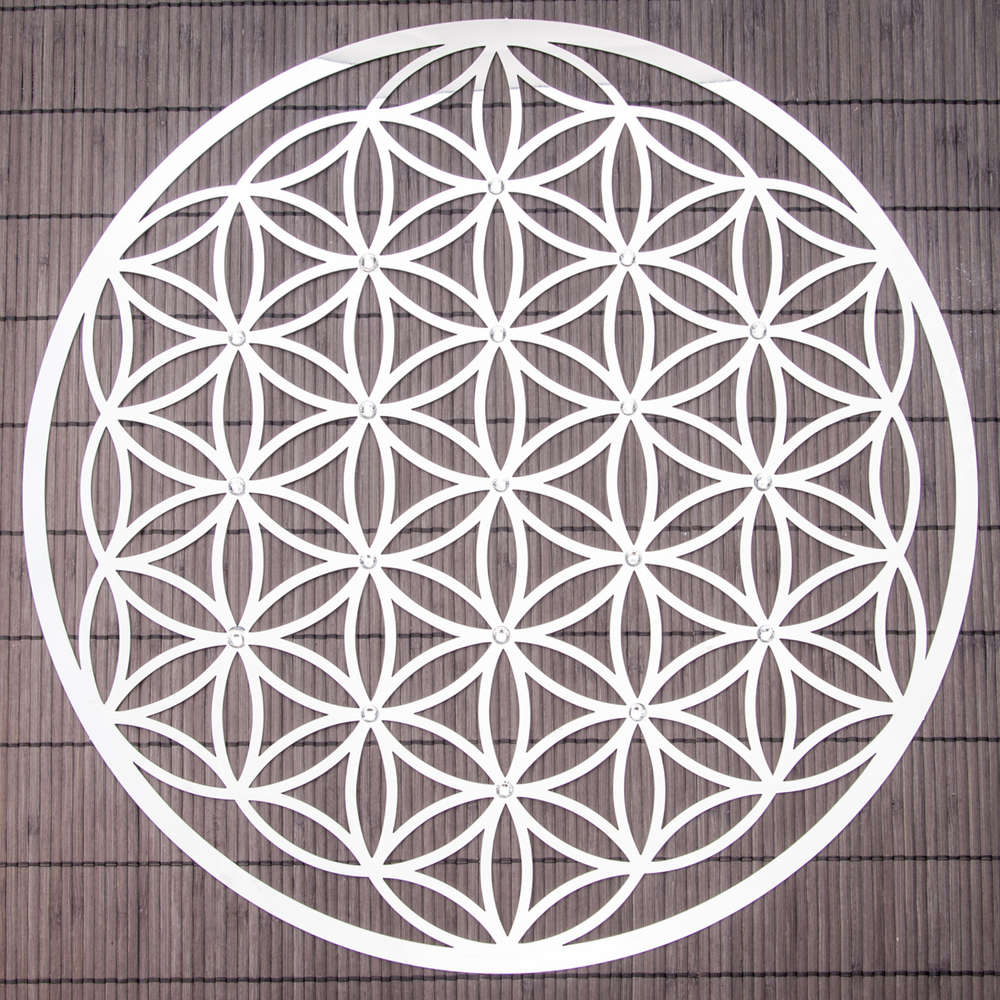 Flower of Life 44 cm Stainless steel wall decoration with crystals