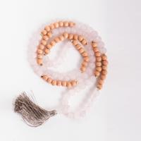 Mala of the heart Rose quartz and pine, volume elastic