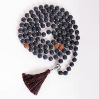 Mala of knowledge Obsidian and Rudraksha volume-elastic