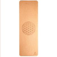 Yoga mat made of cork 6 mm two-layer with flower of life