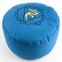 Meditation Cushion Throat Chakra Turquoise filled with buckwheat 36 x 15 cm