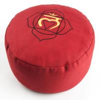 Meditation Cushion Root Chakra Red filled with buckwheat 36 x 15 cm