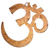 OM Wandsymbol Messing 30 cm mit Gravur