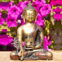 Statue Medizin Buddha 19,5 cm Messing