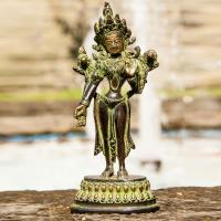Statue Grüne Tara stehend 16 cm Messing
