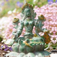 Green Tara 16 cm Brass, gold plated